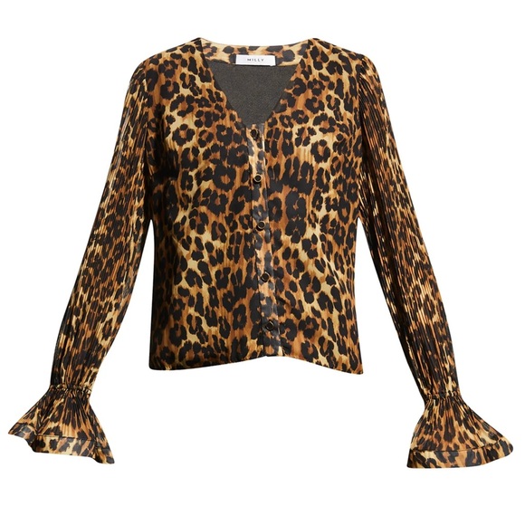 MILLY leopard print blouse size large - Picture 3 of 11